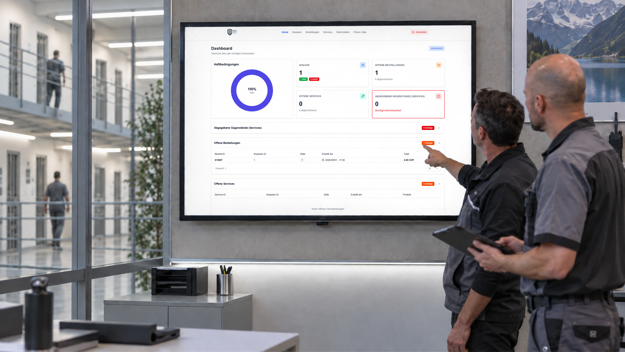 smart-prison Dashboard für Mitarbeitende